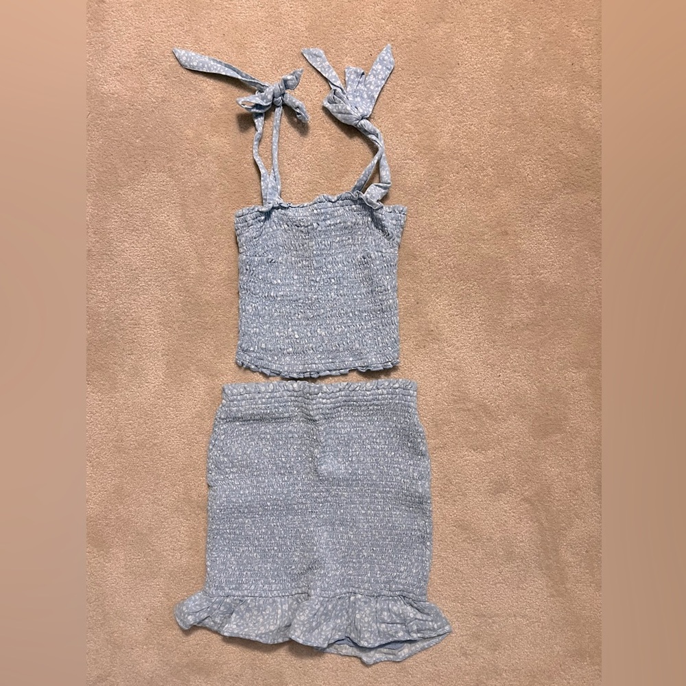 Abercrombie & Fitch skirt and top light blue floral set.